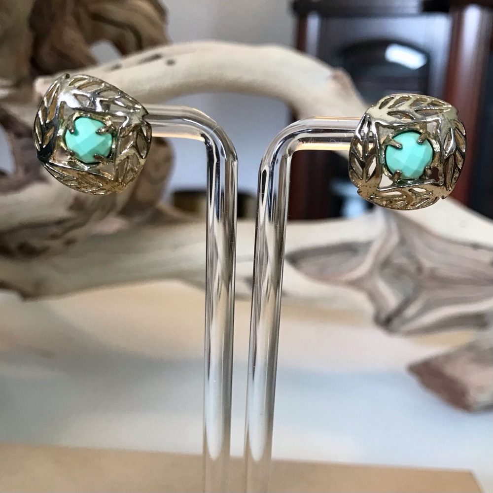 Kendra Scott Faceted Turquoise Gold-Tone Filigree Stud Earrings